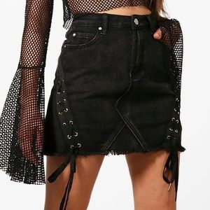 Black denim skirt